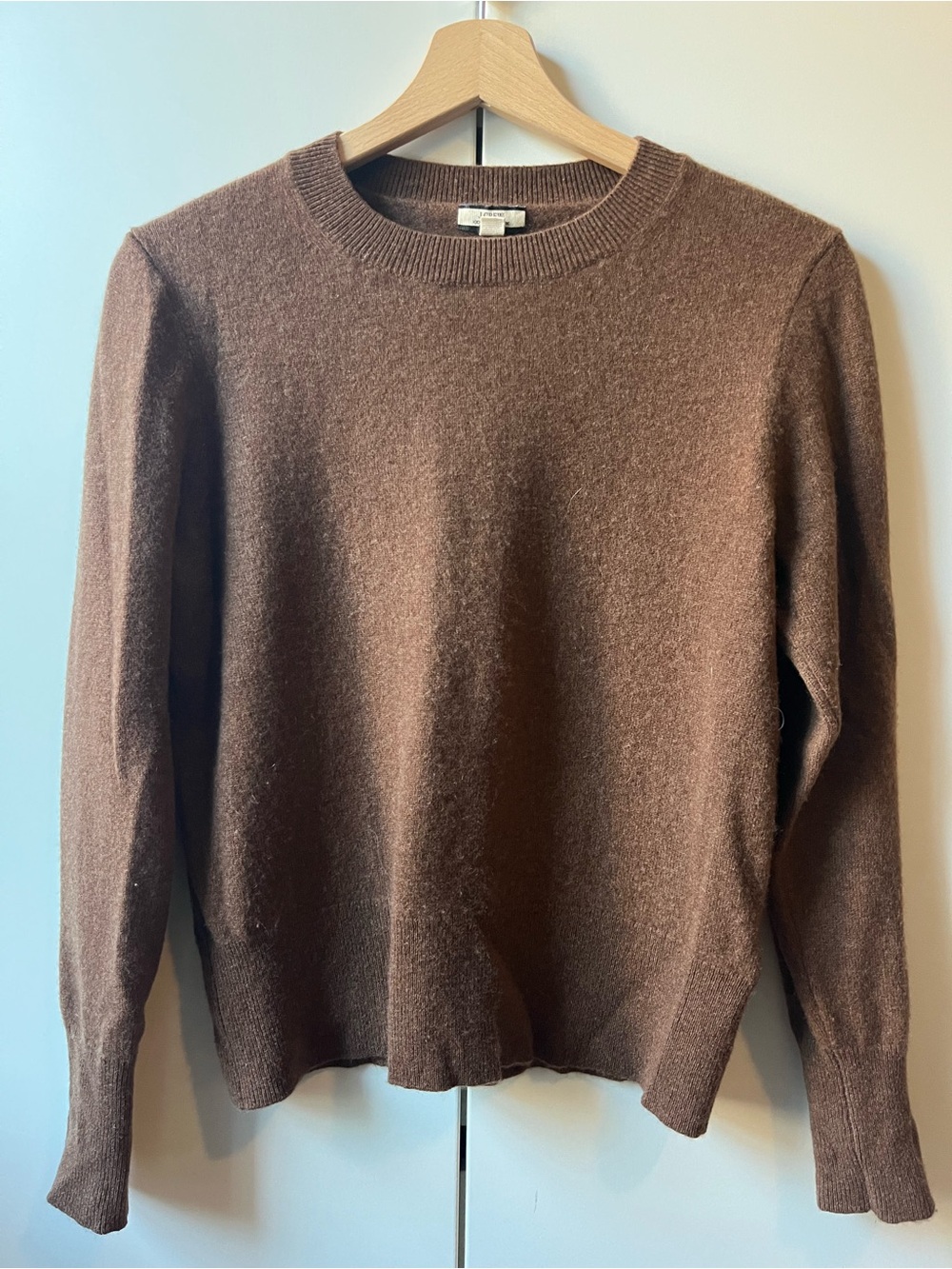 J.Crew Cashmere Classic-Fit Crewneck Sweater Heather Walnut Brown S Small Women